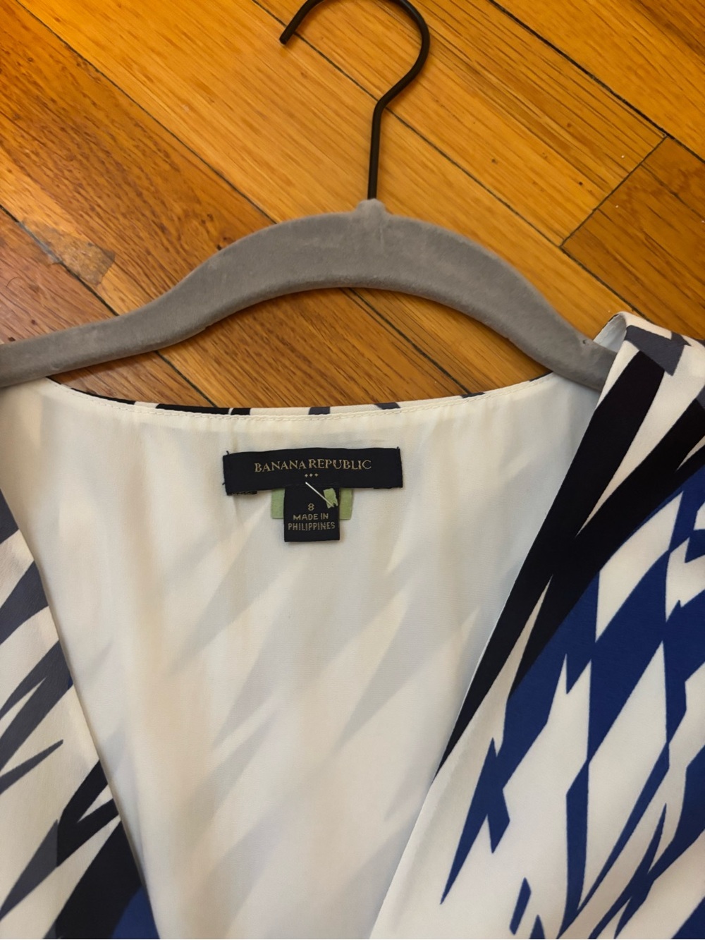 Banana Republic Blue and White Sleeveless Wrap High-Low Dress - Picture 3 of 4